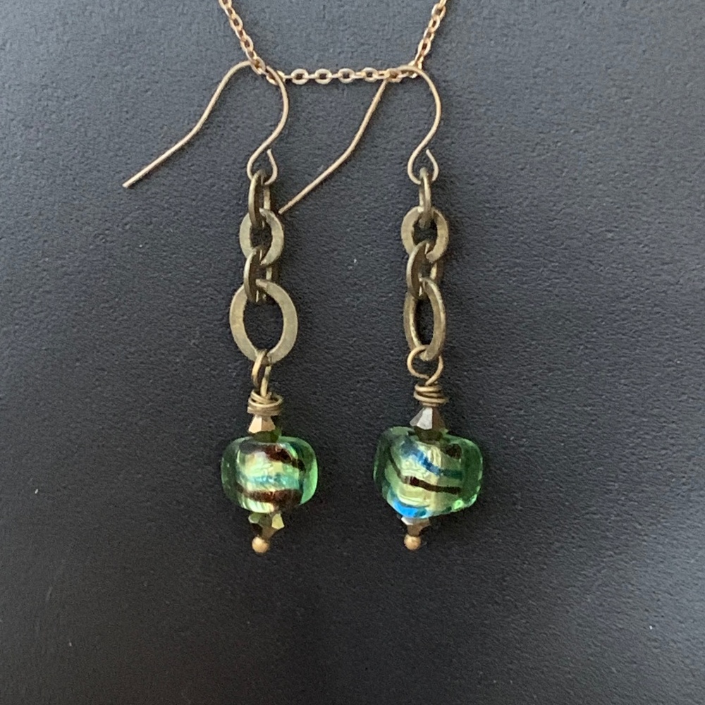 Handmade Glass Dangle Artisan Earrings Boho